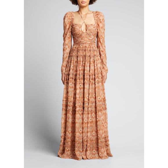 Ulla Johnson Rabia Horizon Brown Printed Silk Blend Maxi Gown Dress Women’s 2 - Picture 15 of 15